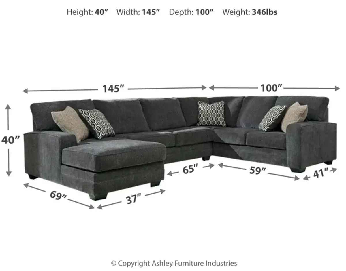 Ashley Tracling 3-Piece Sectional with Chaise Left-Arm Facing Slate