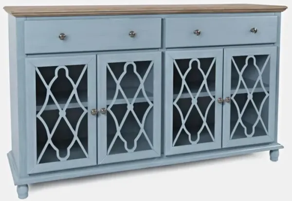 Jofran Aurora Hills 4-Door Accent Cabinet Brushed Blue Bisque