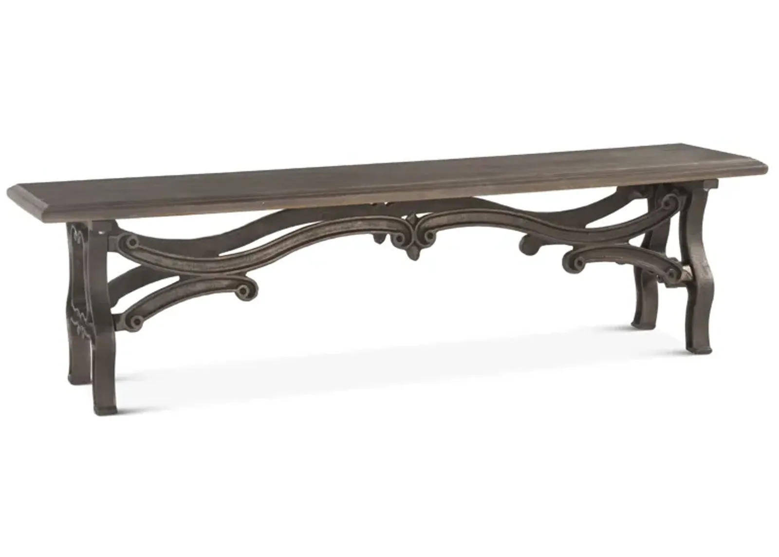 Home Trends Design Hobbs 68" Weathered Gray Dining Bench with Reclaimed Iron Base