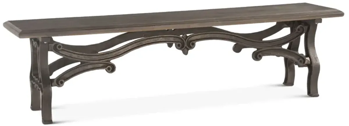 Home Trends Design Hobbs 68" Weathered Gray Dining Bench with Reclaimed Iron Base