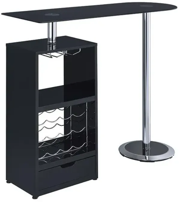 Koufax 48 Inch Pub Height Bar Table Black High Gloss