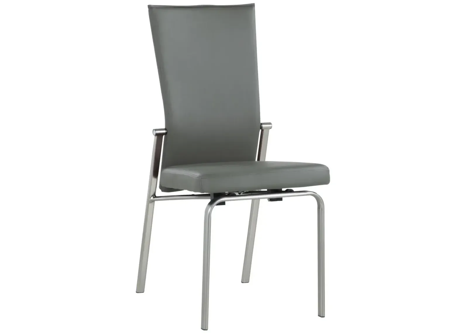 Chintaly Molly Grey Contemporary Motion-Back Side Chair with Brushed Steel Frame