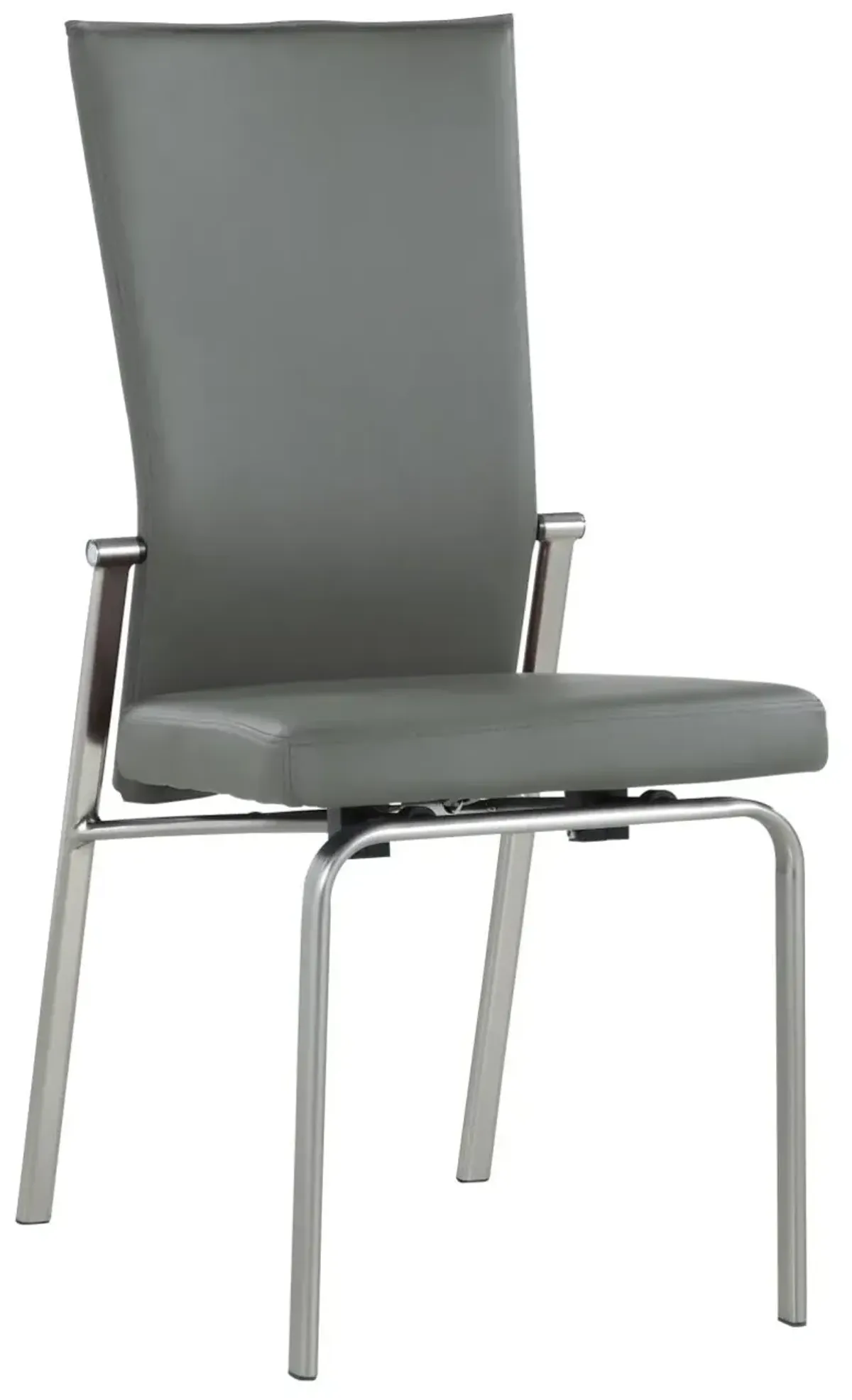 Chintaly Molly Grey Contemporary Motion-Back Side Chair with Brushed Steel Frame