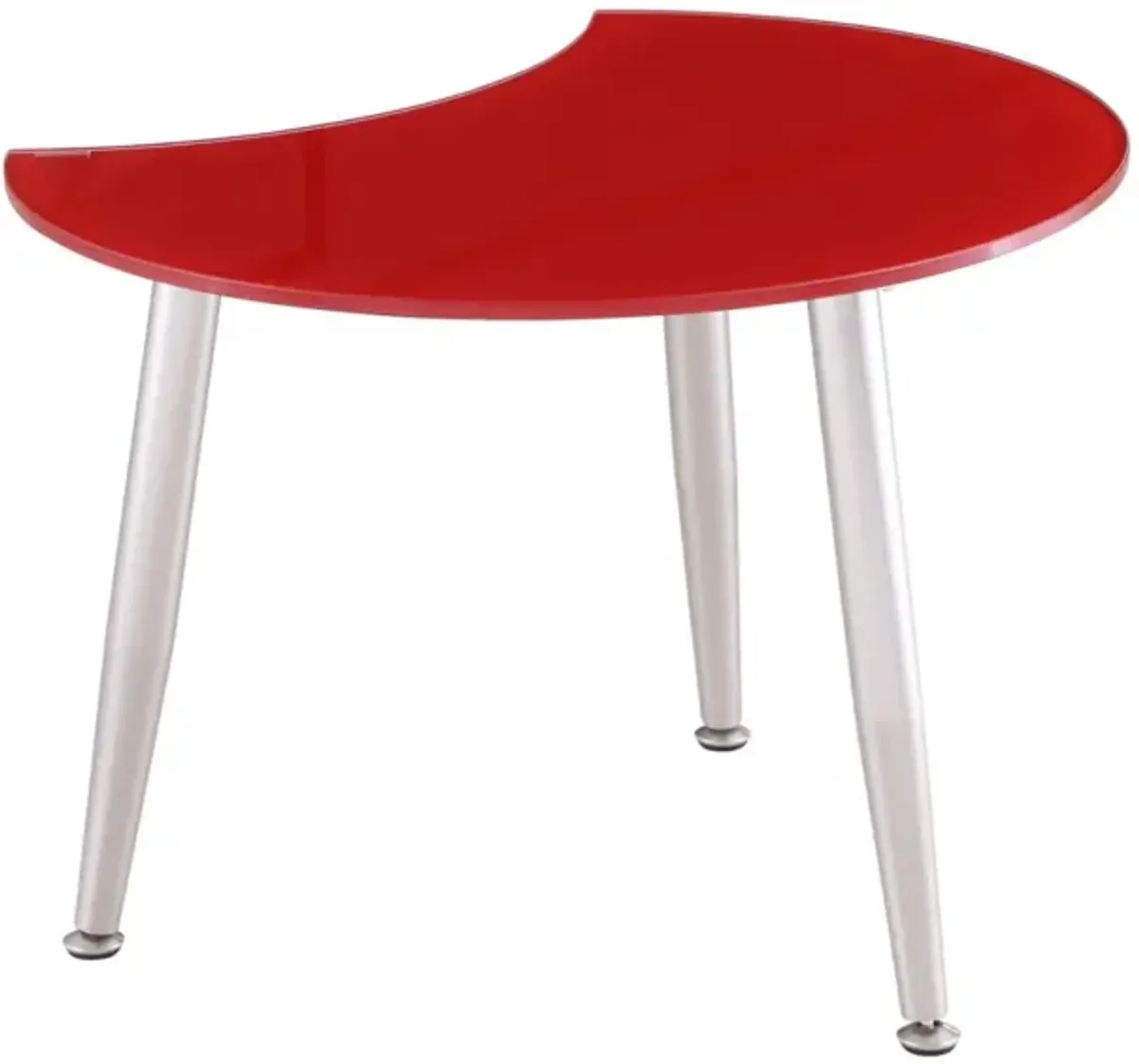 RED CONTEMPORARY SHAPED-TOP GLASS COCKTAIL TABLE