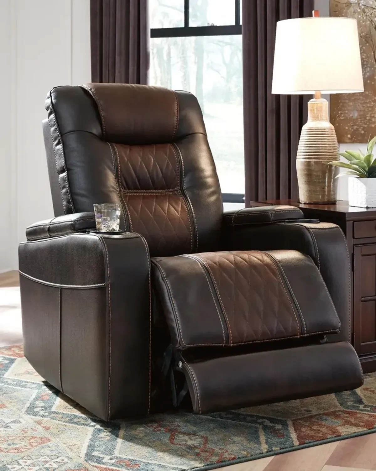 Ashley Composer Brown Adjustable Headrest Power Recliner