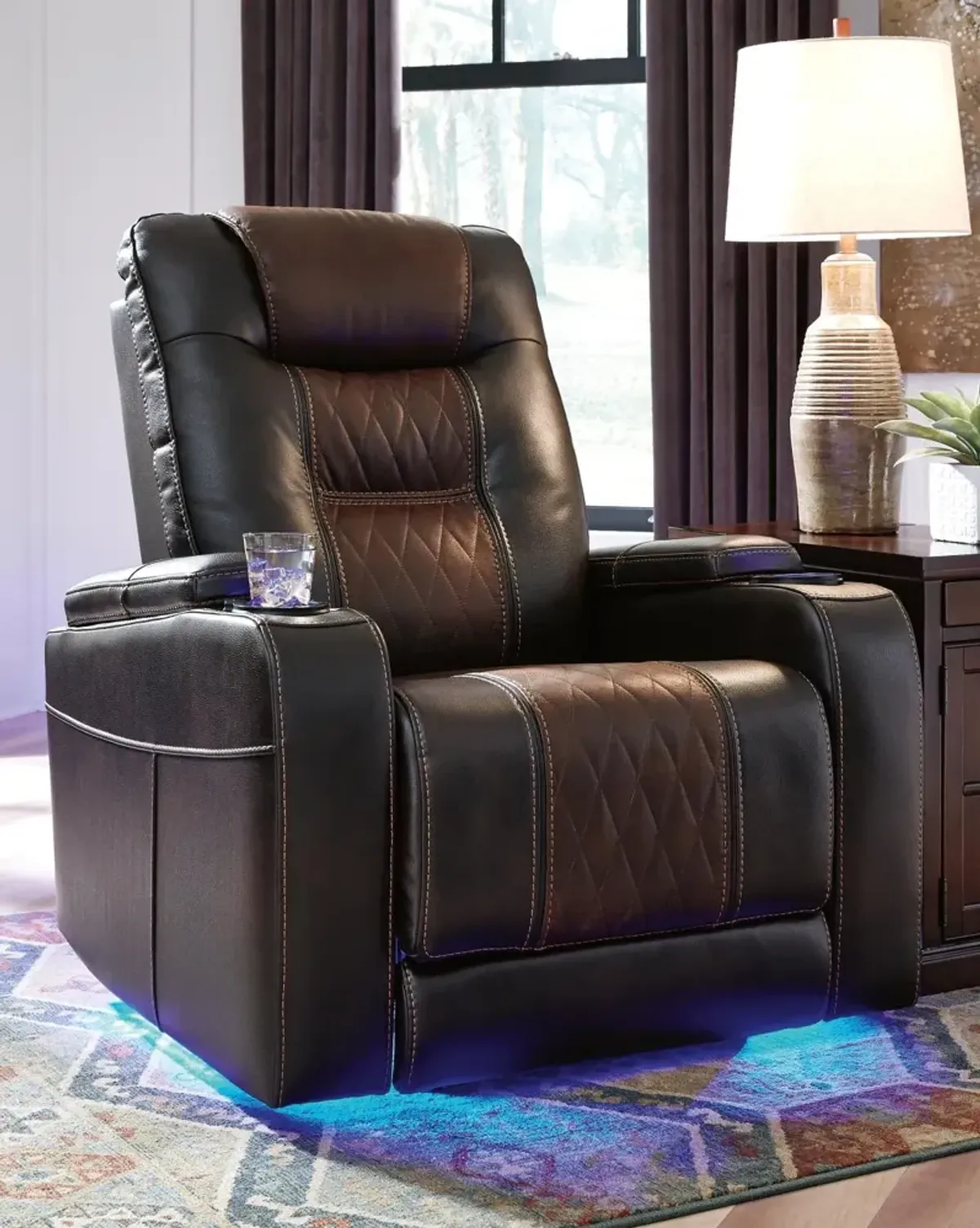 Ashley Composer Brown Adjustable Headrest Power Recliner