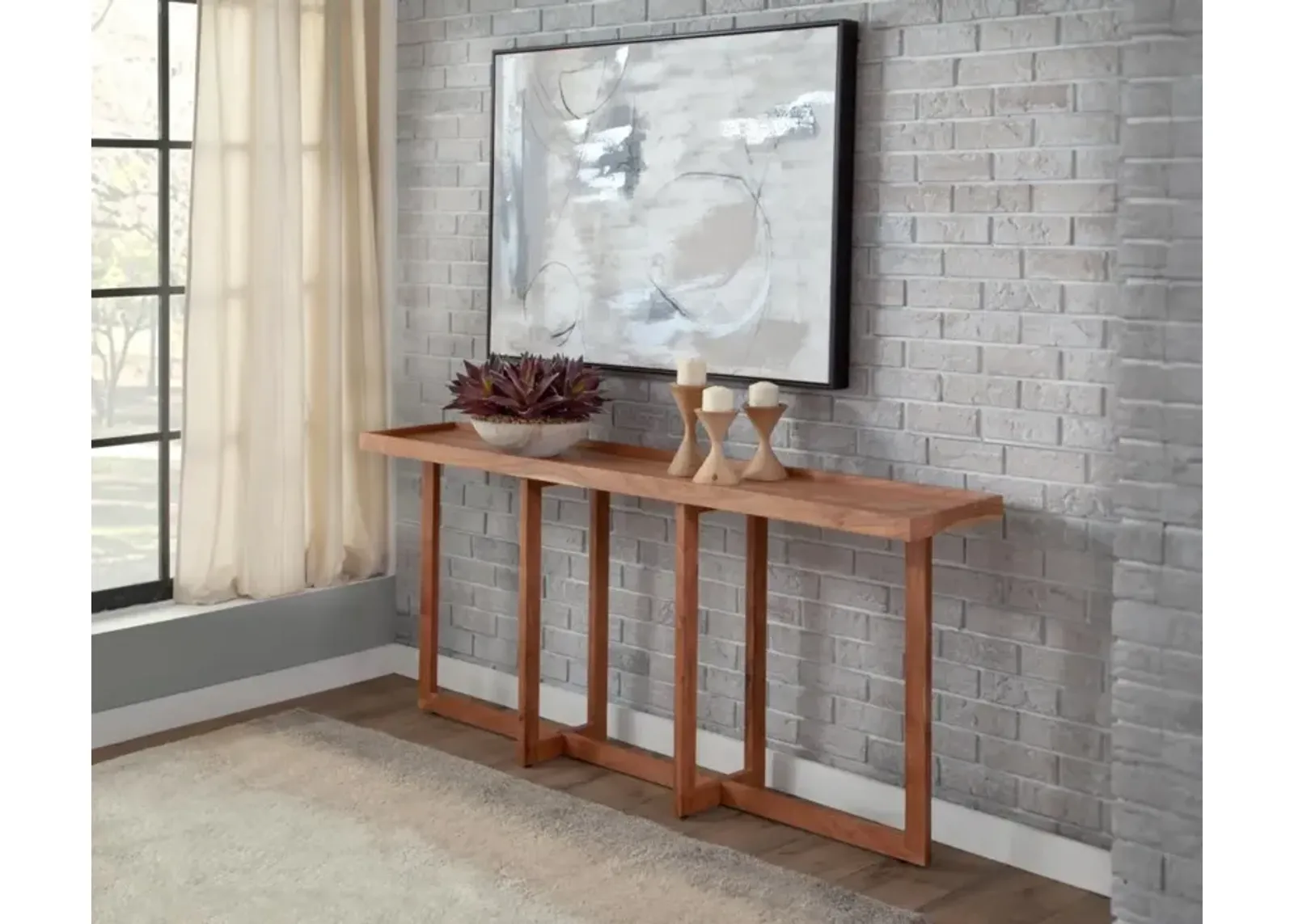 Martin Svensson Naples 72 Inch Solid Wood Sofa Console Table in Natural Acacia