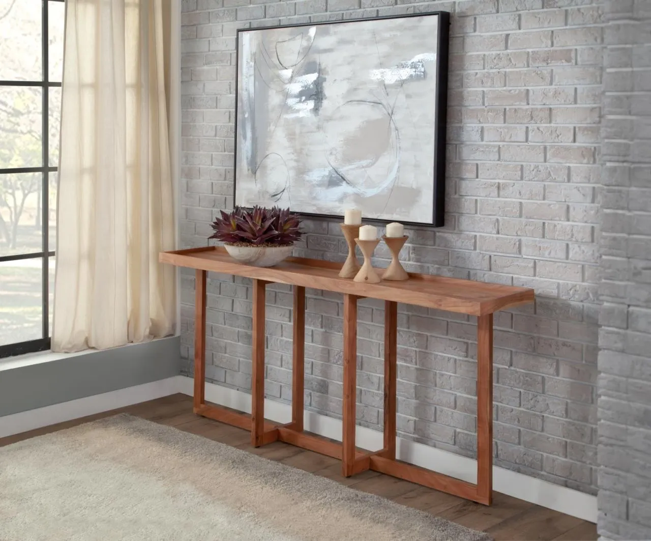 NAPLES 72 INCH SOLID WOOD SOFA CONSOLE TABLE IN NATURAL ACACIA