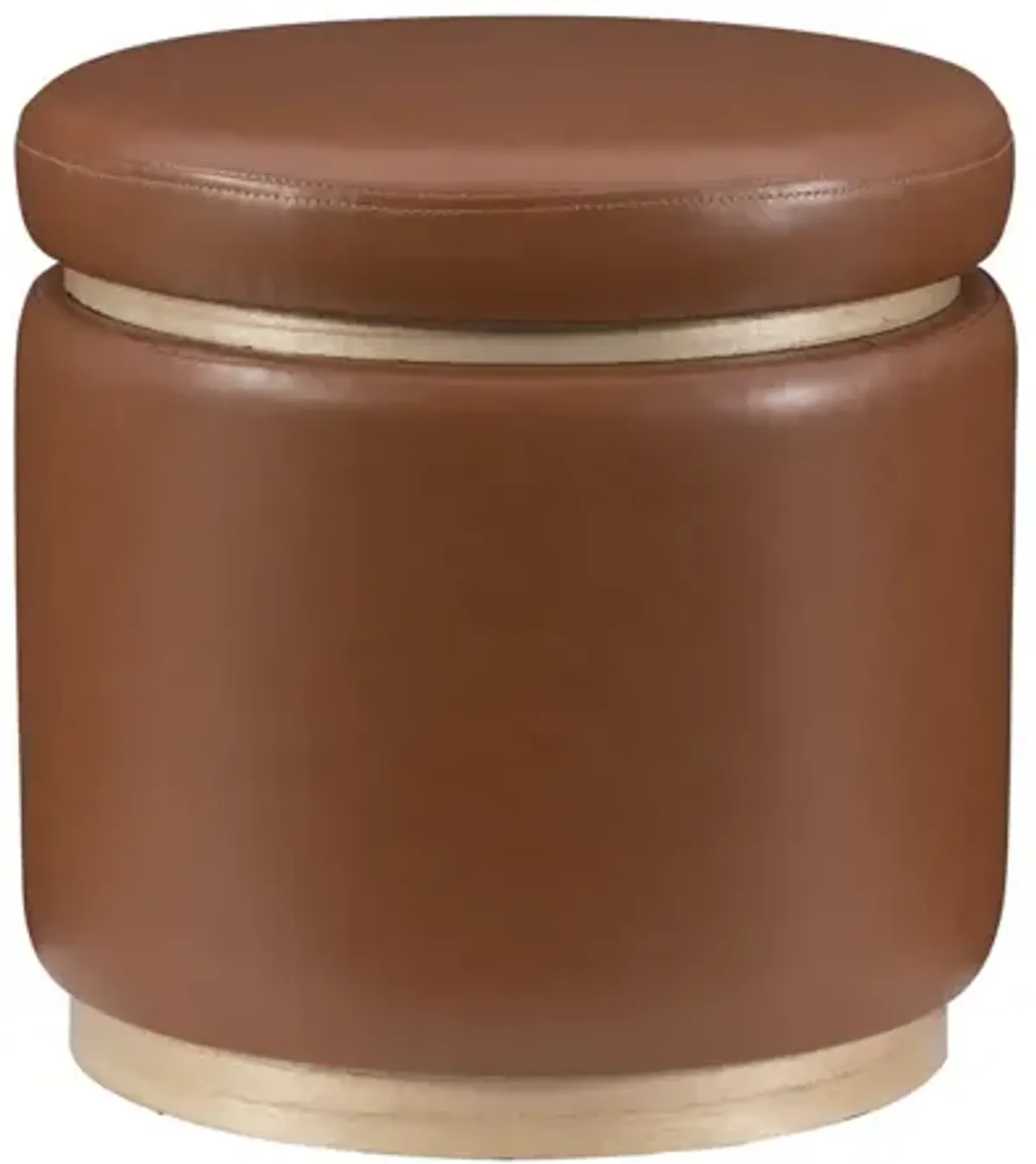 Linon Blanche Polyurethane Caramel Storage Ottoman