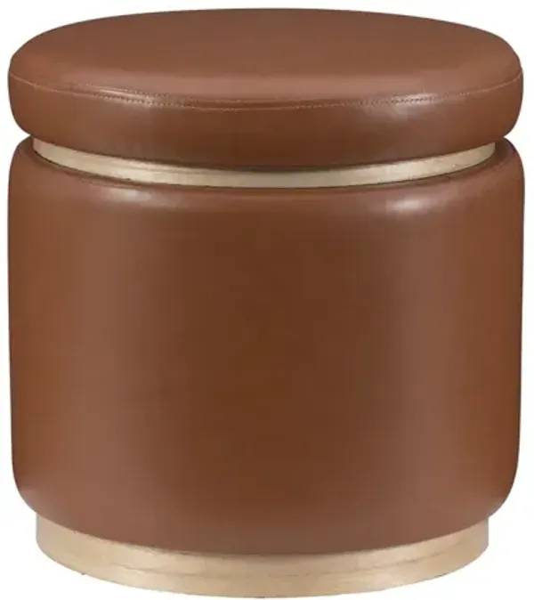 Linon Blanche Polyurethane Caramel Storage Ottoman