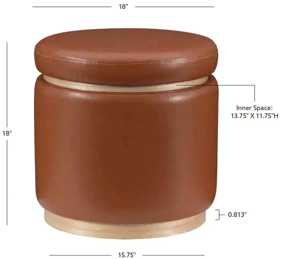 Linon Blanche Polyurethane Caramel Storage Ottoman