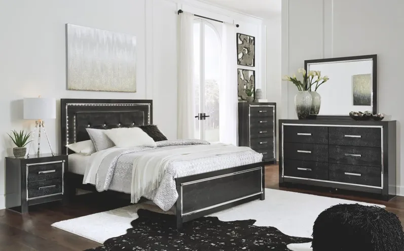 KAYDELL QUEEN UPHOLSTERED PANEL BED BLACK SIGNATURE DESIGN