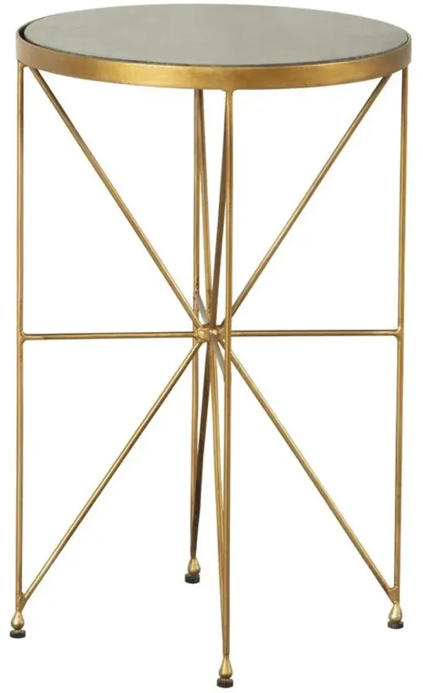 Coaster Eliska Round Green Marble Top Accent Side Table Antique Gold