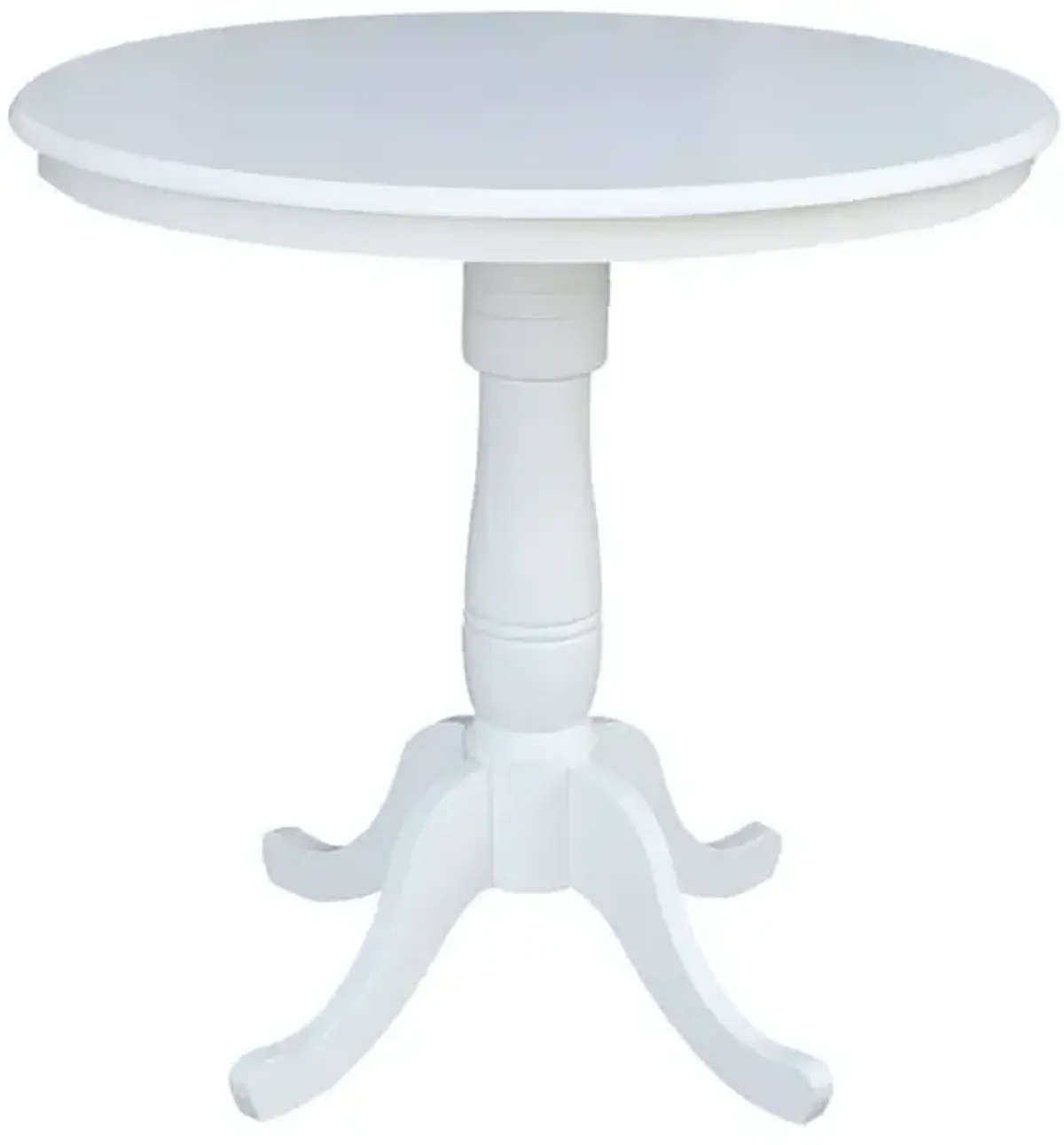 John Thomas Dining Essentials 36 Inch Round Table Top with 36 Inch Traditional Pedestal Base with Extension in Pure White