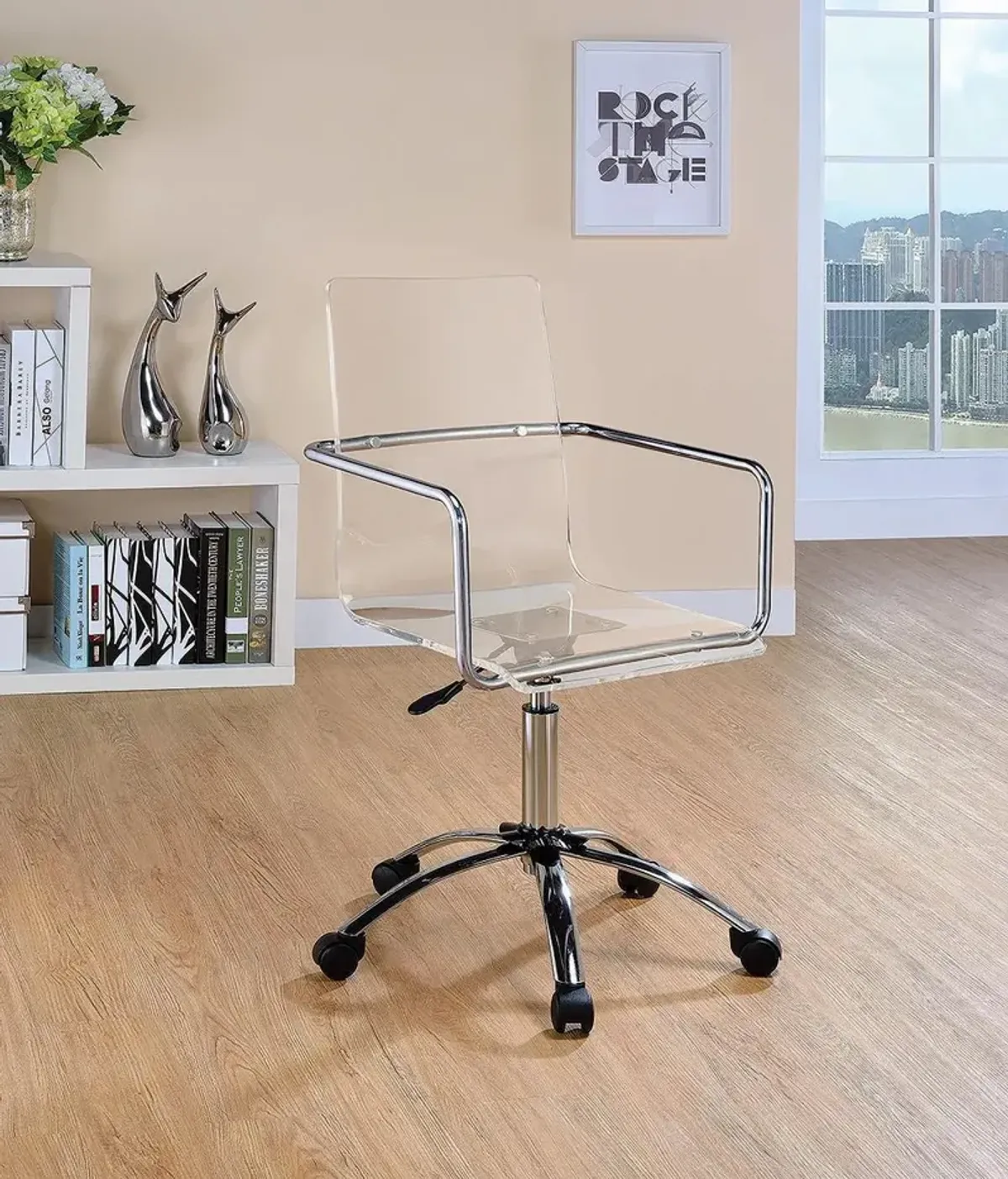 Coaster Amaturo Acrylic Adjustable Home Office Desk Chair Clear