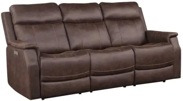 Steve Silver Valencia Walnut Dual-Power Reclining Leatherette Sofa