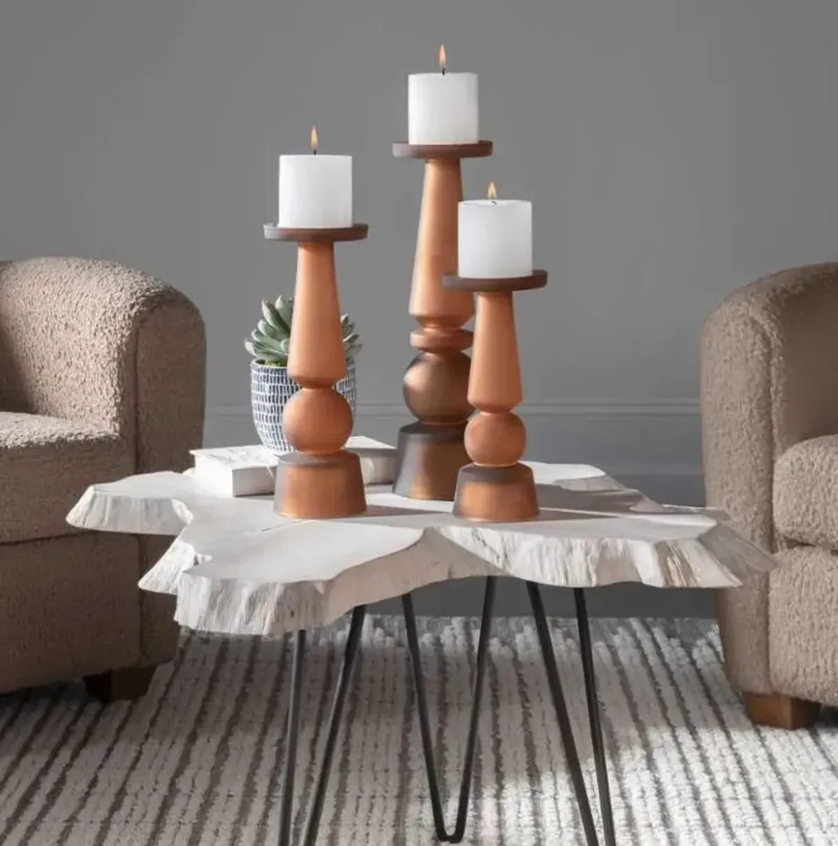 Uttermost Cassiopeia 3-Piece Copper Candleholder Set