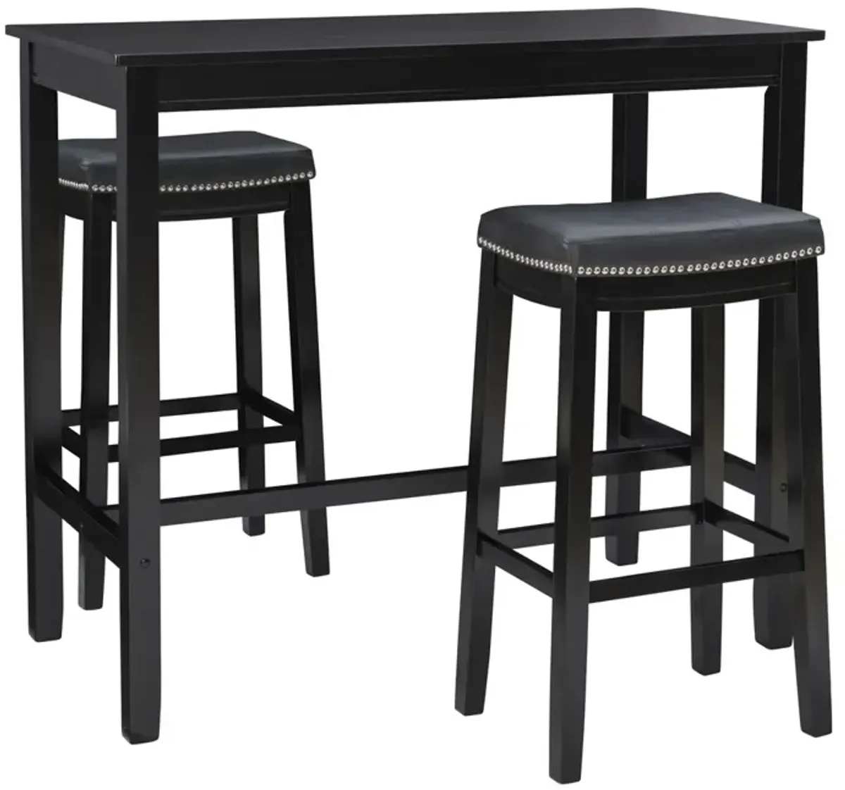 Linon Claridge 3-Piece Black Bar Stools & Table Set