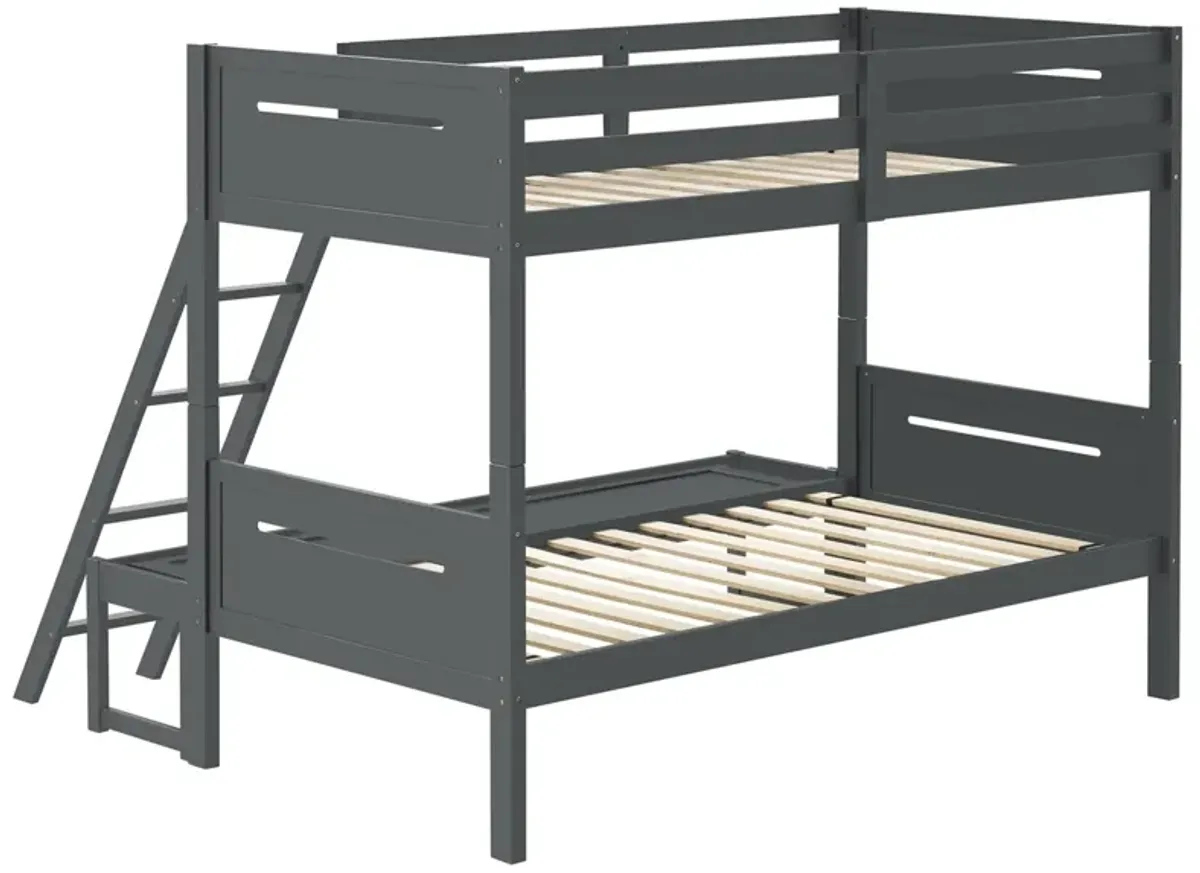 Coaster Littleton Wood Twin Over Full Bunk Bed Grey