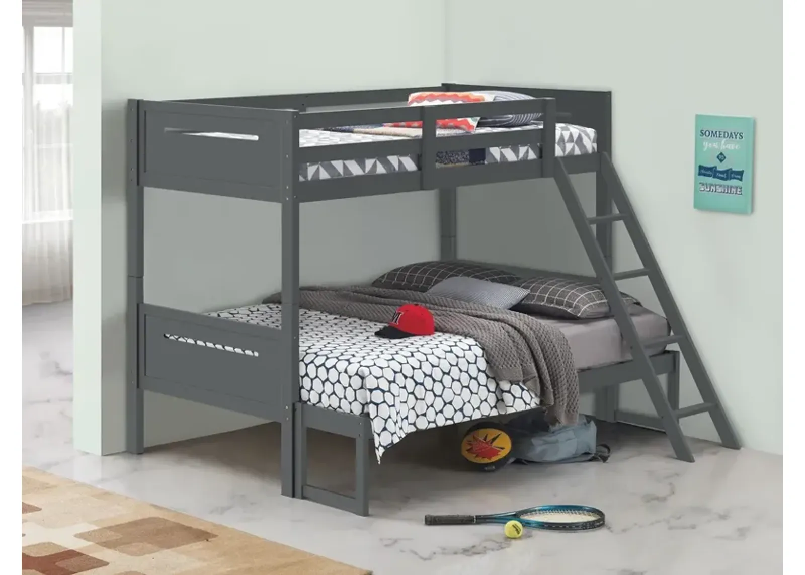 Coaster Littleton Wood Twin Over Full Bunk Bed Grey