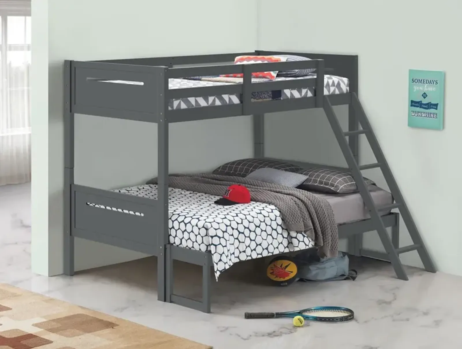 Coaster Littleton Wood Twin Over Full Bunk Bed Grey