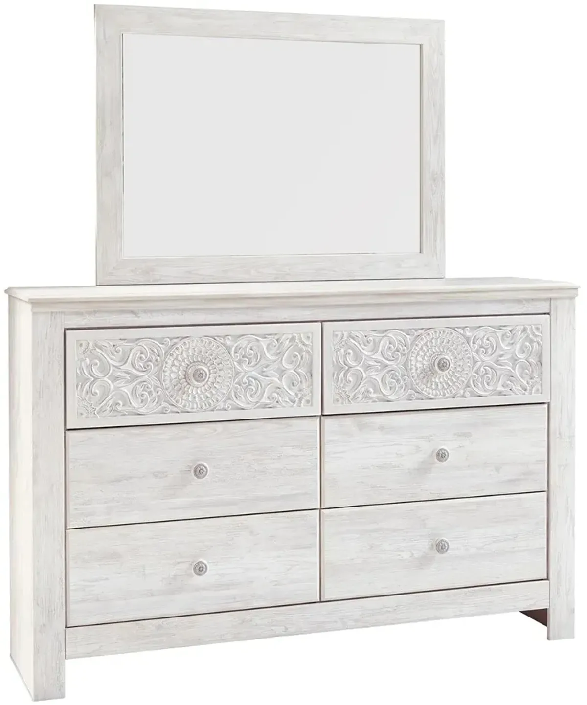 Ashley Paxberry Whitewash Chic 6-Drawer Dresser & Mirror