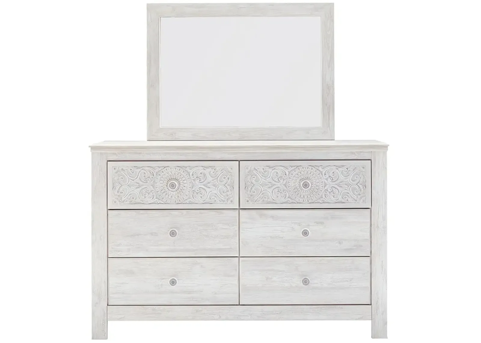 Ashley Paxberry Whitewash Chic 6-Drawer Dresser & Mirror