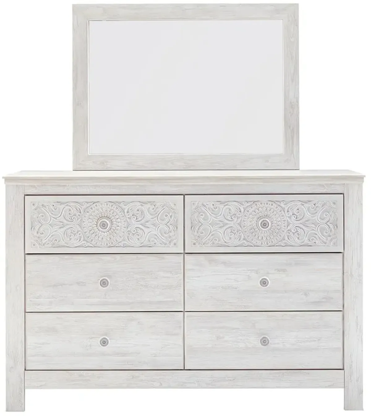 Ashley Paxberry Whitewash Chic 6-Drawer Dresser & Mirror