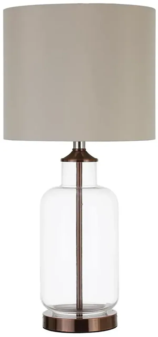 Coaster Aisha 25 Inch Drum Shade Glass Table Lamp Antique Brass