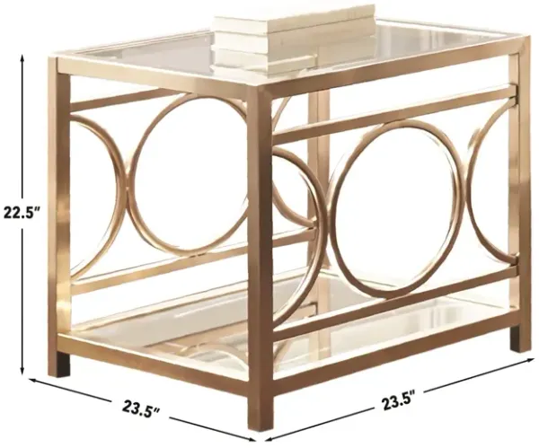 Steve Silver Olympia Glass Top End Table In Gold