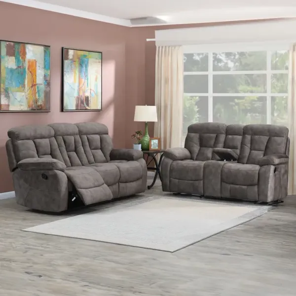 Steve Silver Bogata Manual Reclining Fabric Sofa & Loveseat Set In Gray