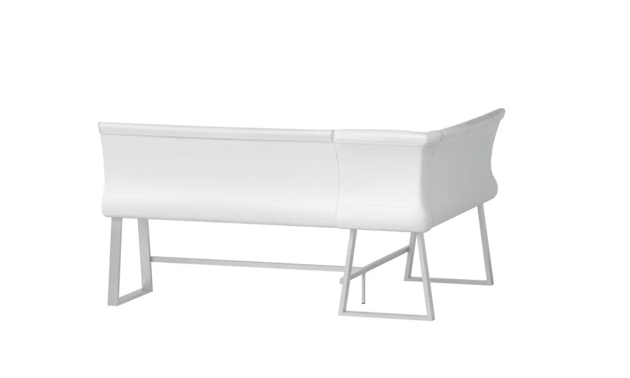 GWEN WHITE CONTEMPORARY COUNTER HEIGHT REVERSIBLE DINING NOOK BENCH WITH HIGHLIGHT STITCHING