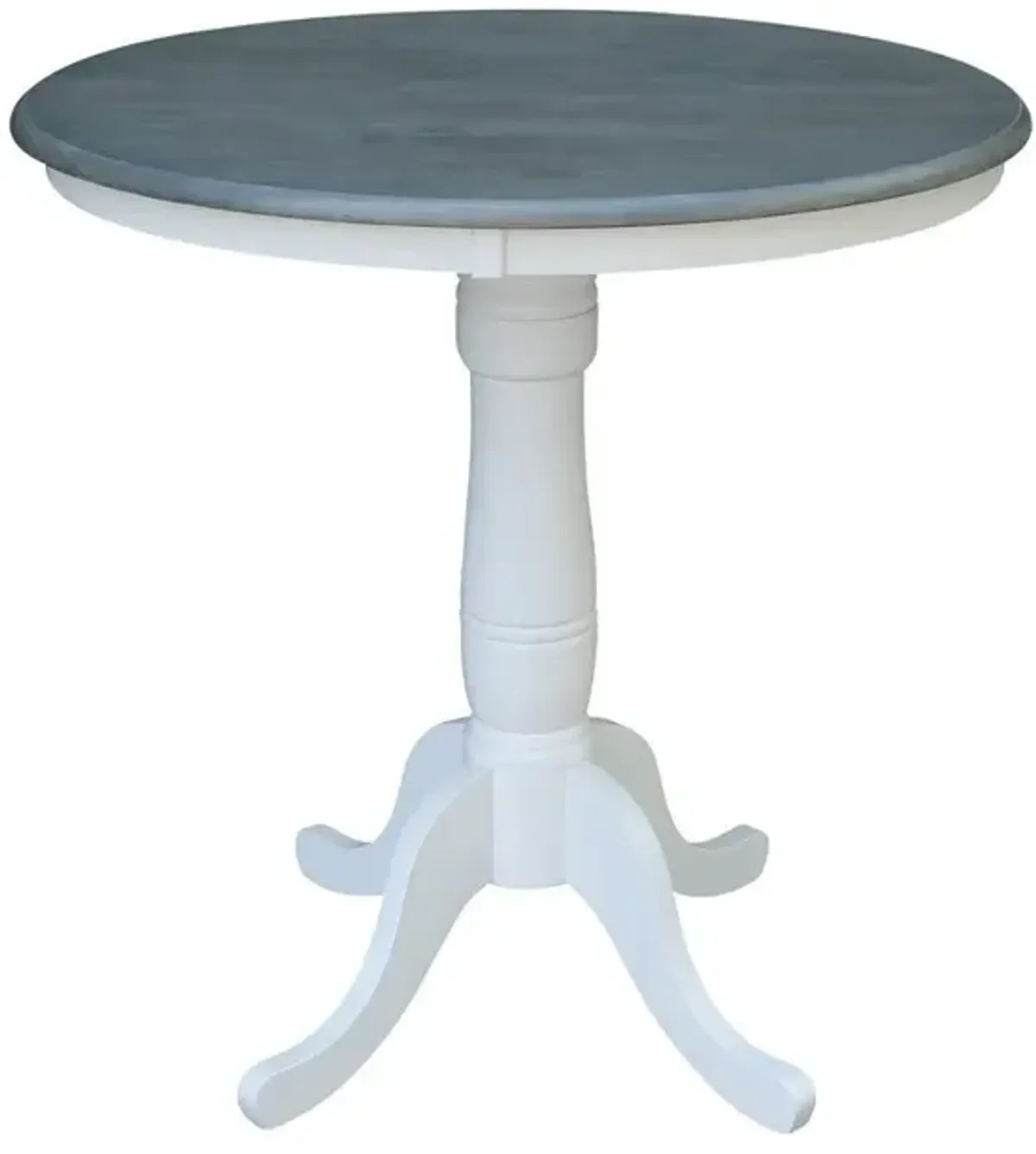 John Thomas Dining Essentials 36 Inch Round Table Top with 36 Inch Traditional Pedestal Base with Extension in Heather Gray & White