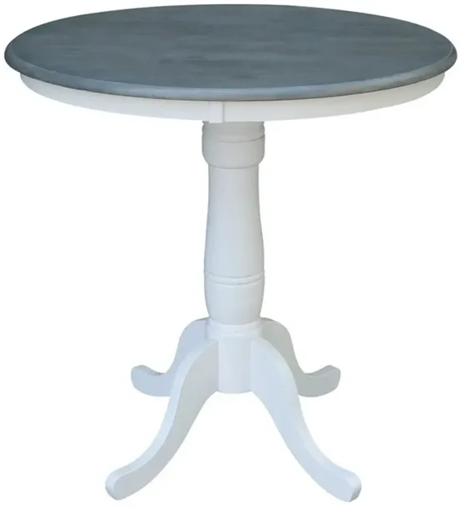 John Thomas Dining Essentials 36 Inch Round Table Top with 36 Inch Traditional Pedestal Base with Extension in Heather Gray & White