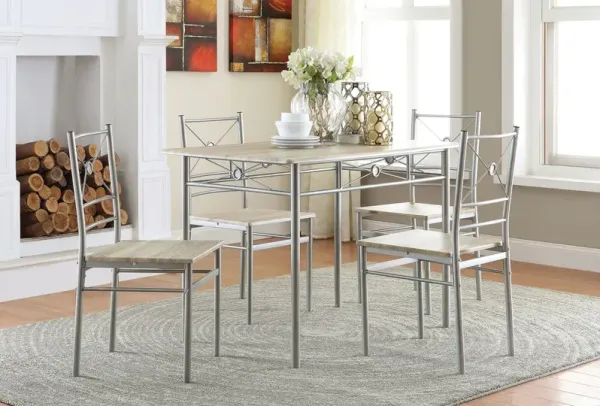 Coaster Anna 5-Piece Rectangular Dining Table Set Silver