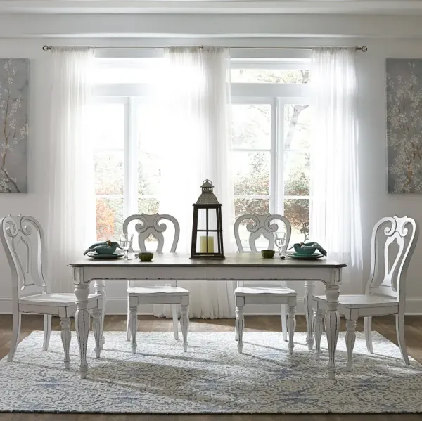 Liberty Furniture 5-Piece Antique White Weathered Leg Dining Table Set Magnolia Manor