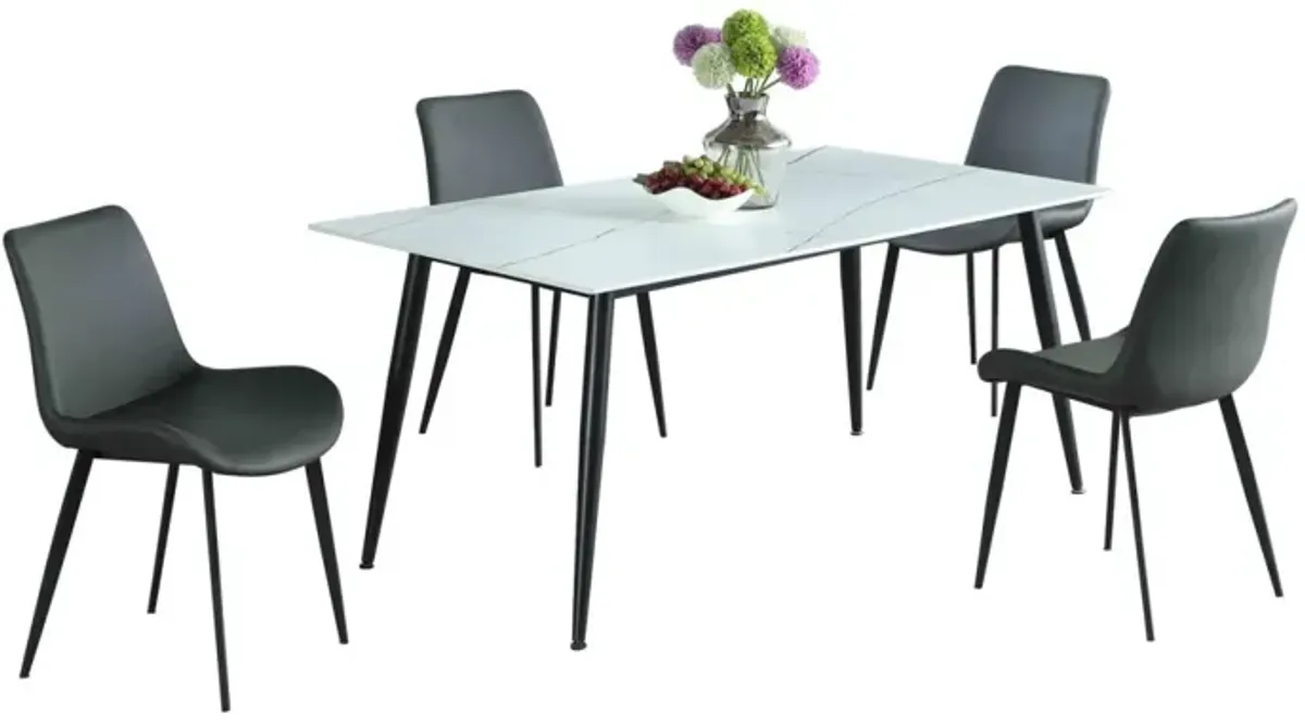 Chintaly Mary Grey Contemporary Dining Set with Sintered Stone Top & 4 Chairs