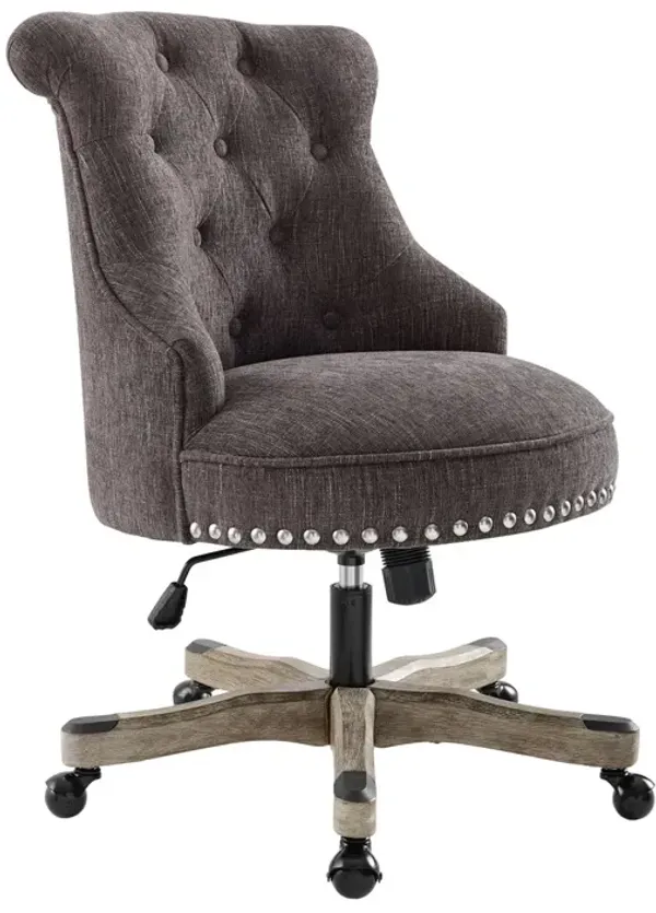 Linon Sinclair Charcoal Gray Home Office Desk Chair