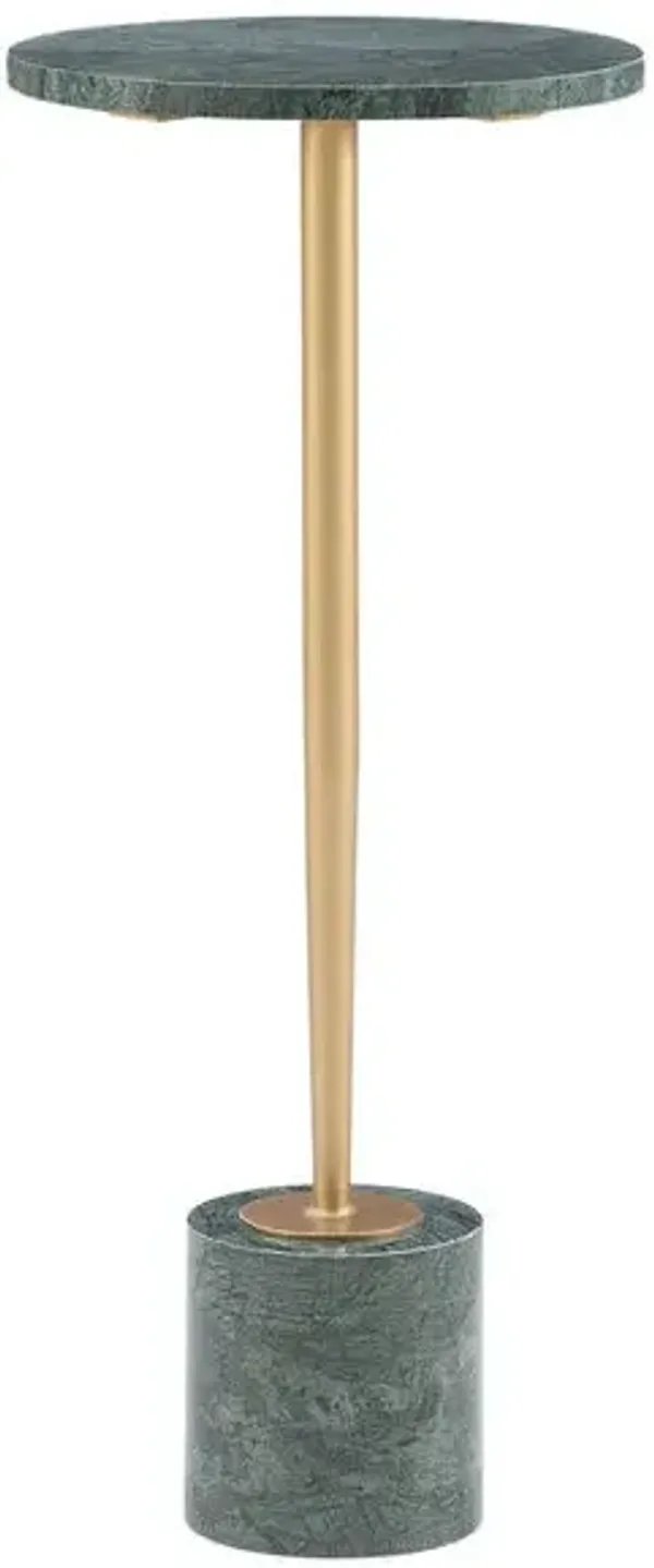 Powell Justine Drink Table Gold with Green Marble