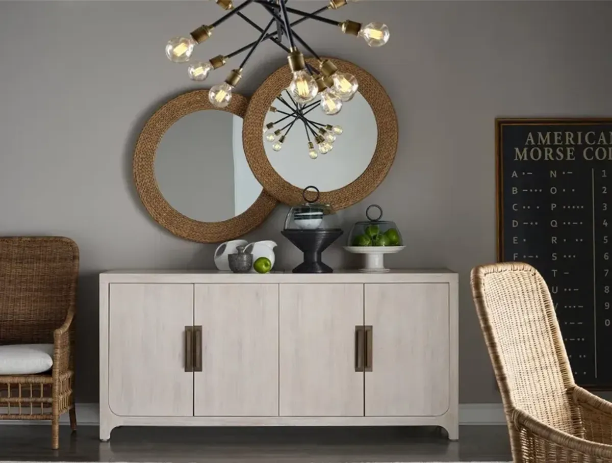 Universal Modern Farmhouse Blair Cool White Credenza Sideboard