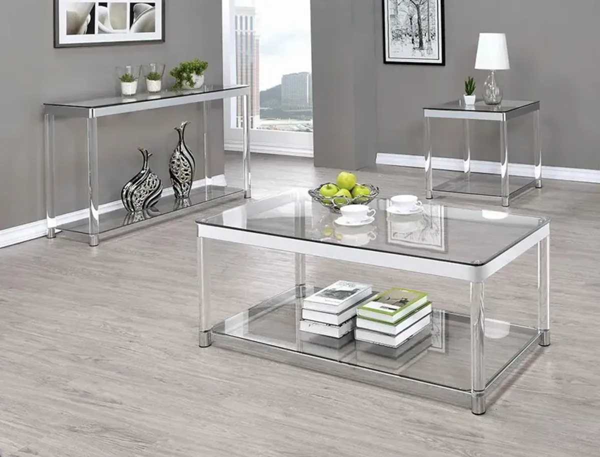 Coaster Anne Acrylic Glass Top Entryway Sofa Console Table Chrome