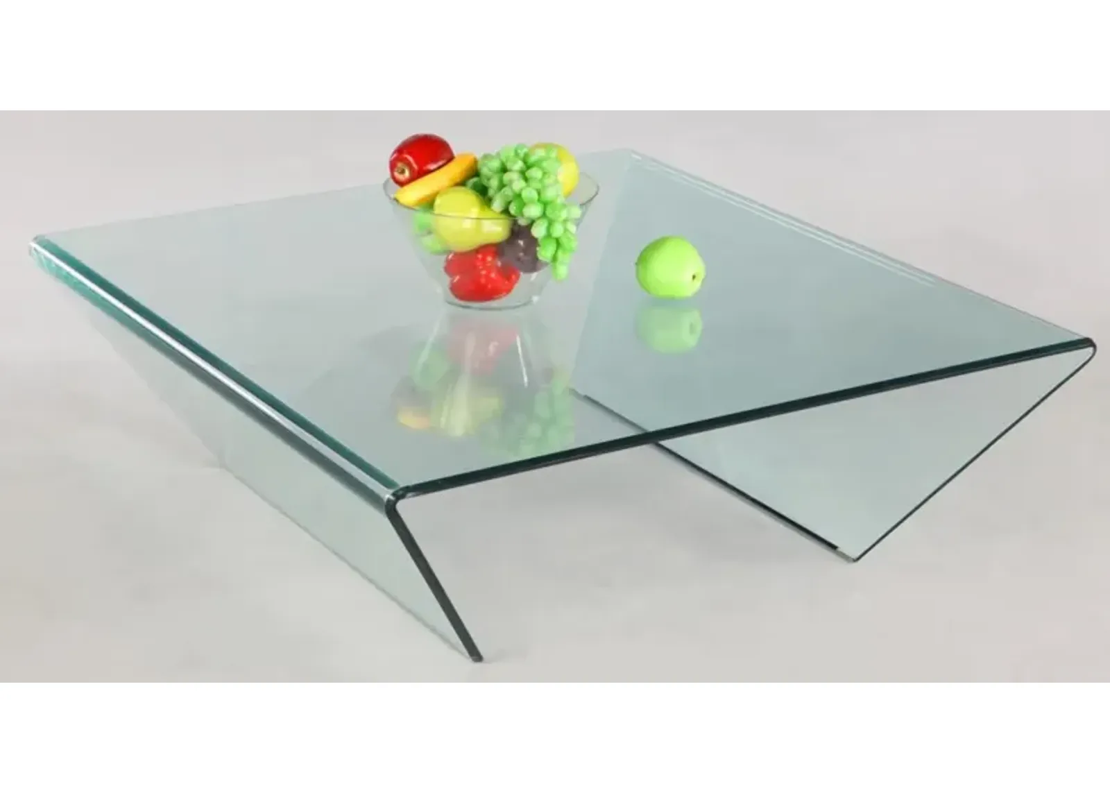 Chintaly 39 Inch X 41 Inch Square Bent Glass Cocktail Table