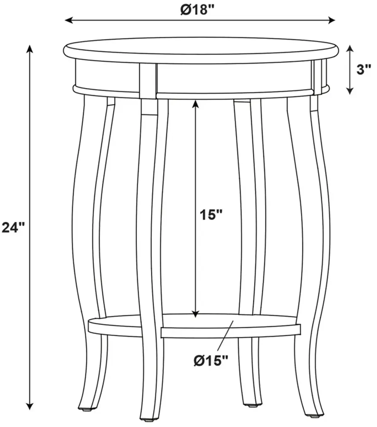 Powell White Round Table with Shelf