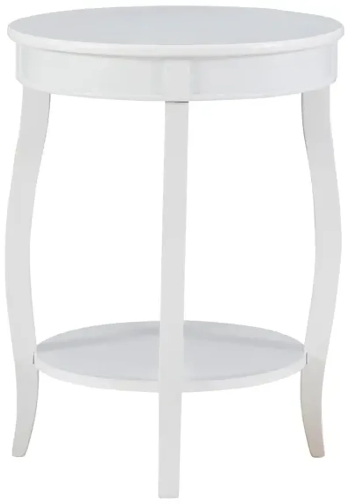 Powell White Round Table with Shelf