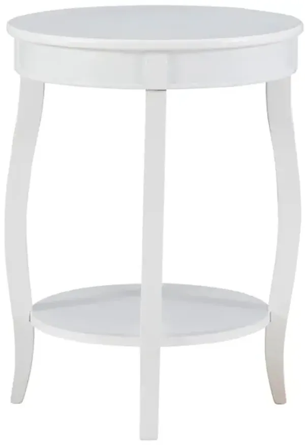 Powell White Round Table with Shelf