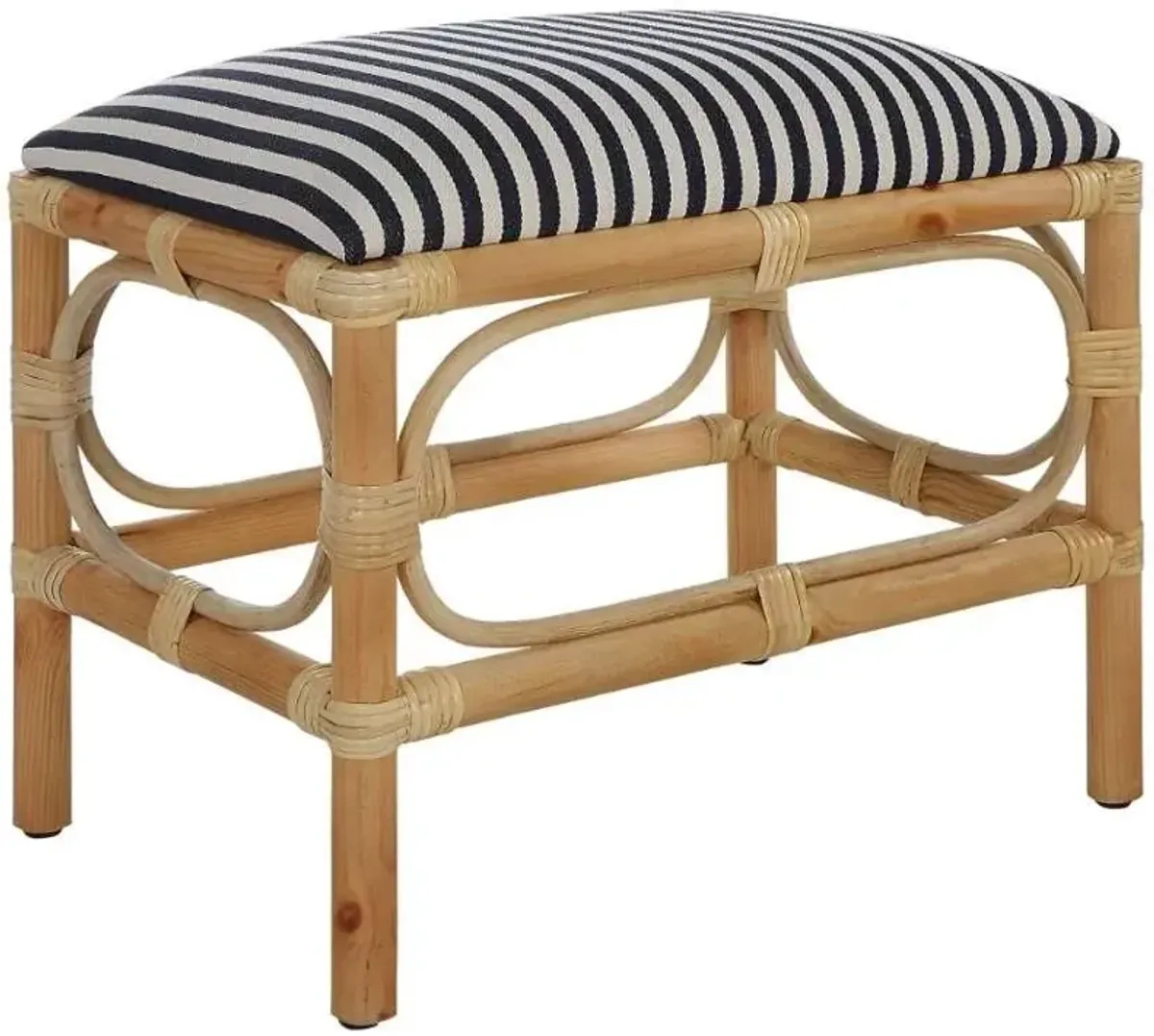 Uttermost Laguna Natural/Navy/White Small Striped Bench