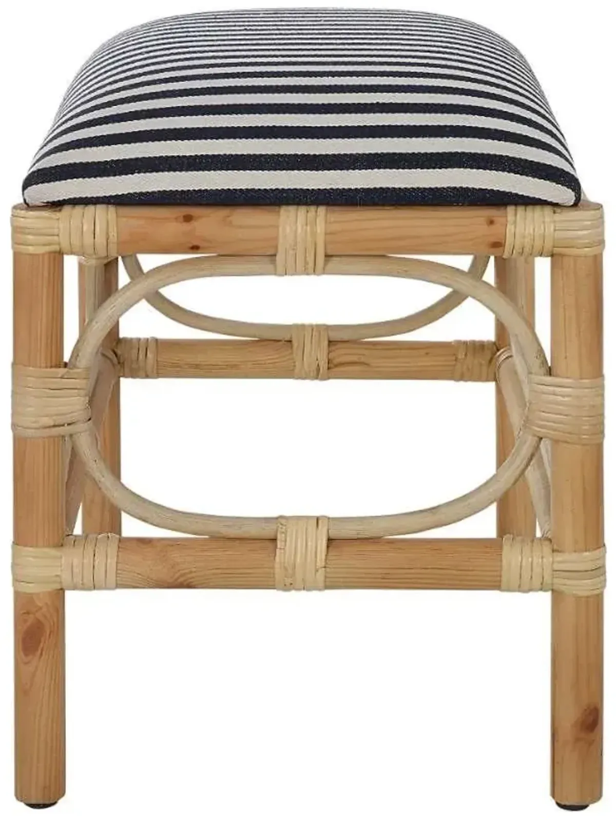 Uttermost Laguna Natural/Navy/White Small Striped Bench