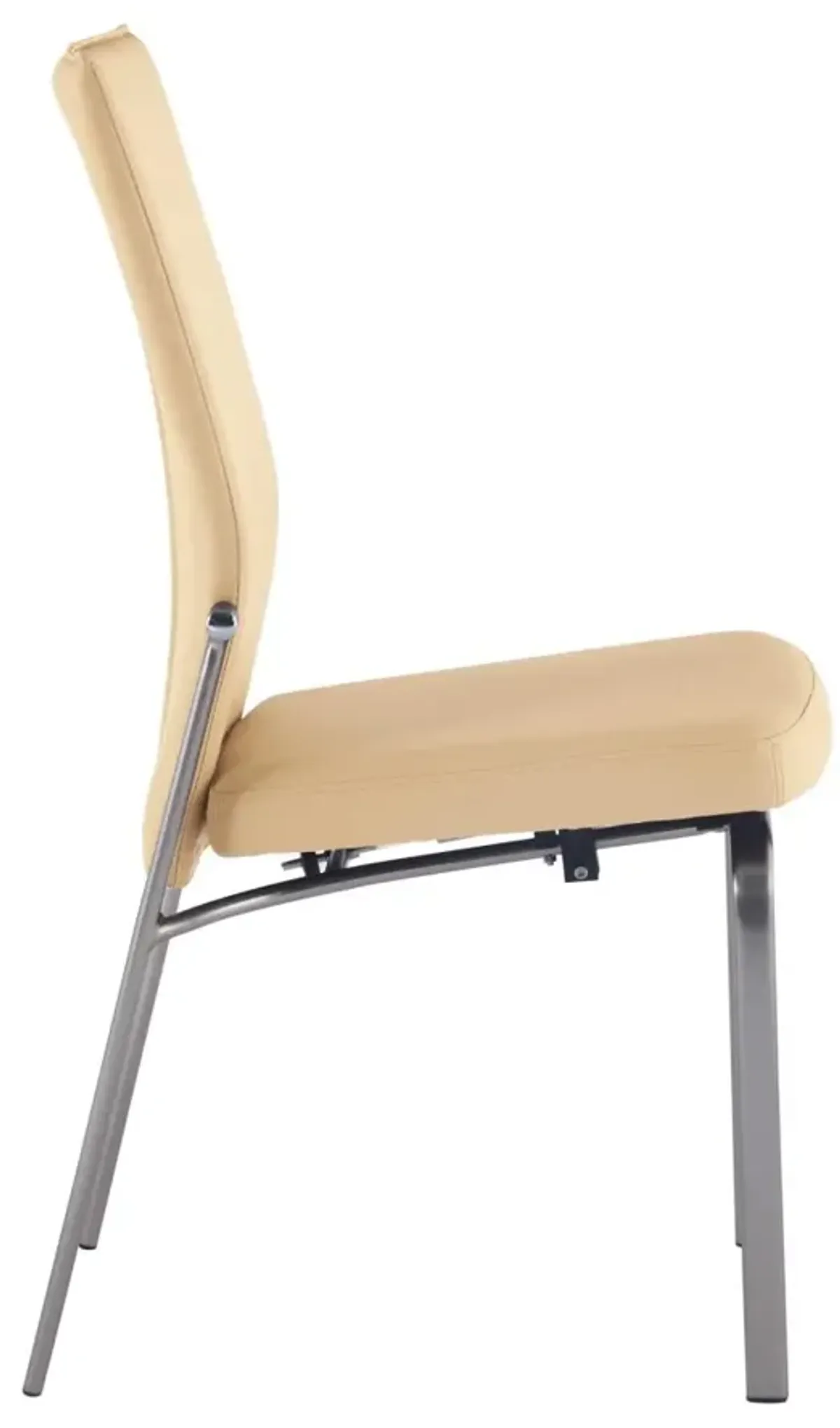 Chintaly Molly Beige Contemporary Motion-Back Side Chair with Brushed Steel Frame