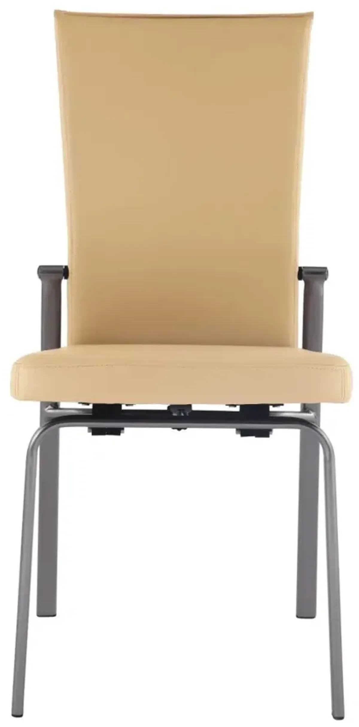 Chintaly Molly Beige Contemporary Motion-Back Side Chair with Brushed Steel Frame