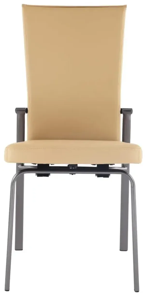 Chintaly Molly Beige Contemporary Motion-Back Side Chair with Brushed Steel Frame